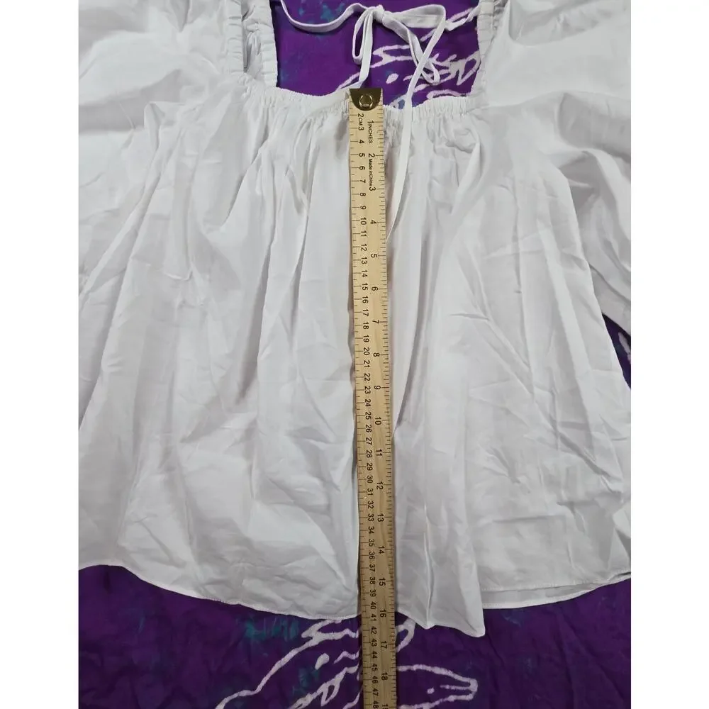 Madewell Womens Puff-Sleeve Babydoll Top White Size 00 NWT
